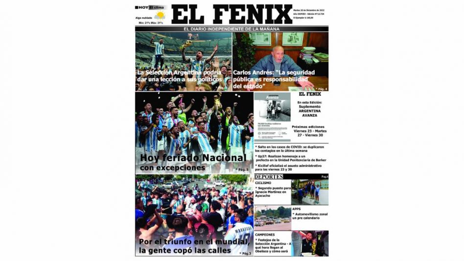 Diario El Fénix. Edición martes 20 de diciembre